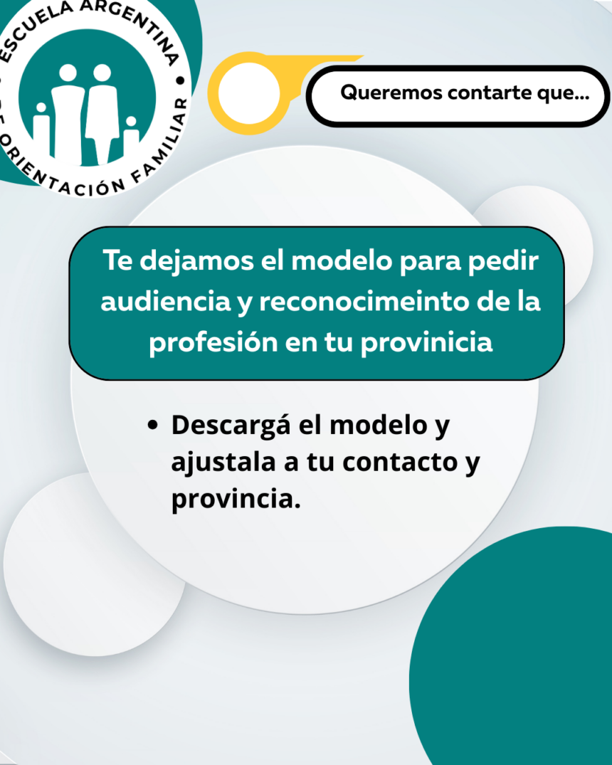Pedí el reconocimiento en tu provincia: Modelo de cartas para el reconocimiento de la profesión